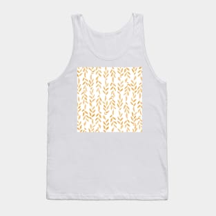 Yellow Minimal Leaves Pattern Tank Top